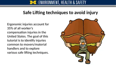Safe Lifting techniques to avoid injury Ergonomic