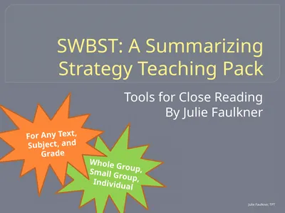SWBST: A Summarizing Strategy Teaching Pack Tools
