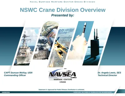 NSWC Crane Division Overview Presented by: