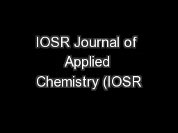 IOSR Journal of Applied Chemistry (IOSR