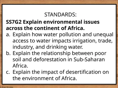 STANDARDS: SS7G2 Explain environmental issues