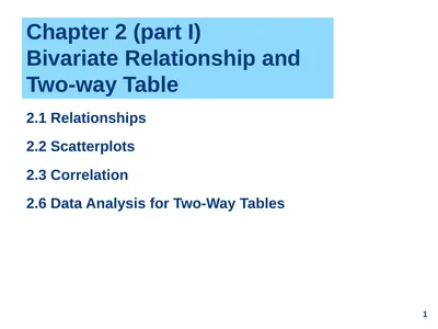 Chapter 2 (part I) Bivariate Relationship and
