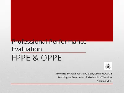 Professional Performance Evaluation FPPE & OPPE