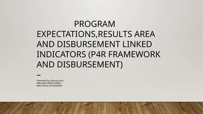 PROGRAM EXPECTATIONS,RESULTS AREA AND DISBURSEMENT
