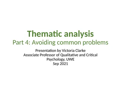 Thematic analysis Part 4: Avoiding common problems
