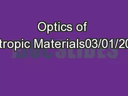 Optics of Isotropic Materials03/01/2006