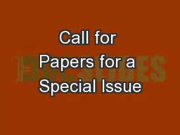 Call for Papers for a Special Issue