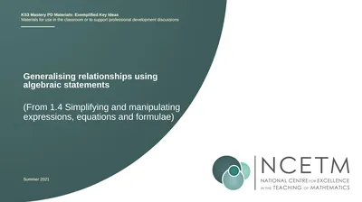 Generalising relationships using algebraic
