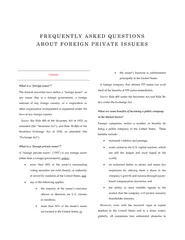 FREQUENTLY ASKED QUESTIONSABOUT FOREIGN PRIVATE ISSUGeneral