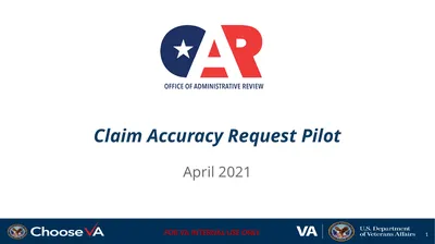 Claim Accuracy Request Pilot April 2021 Define a
