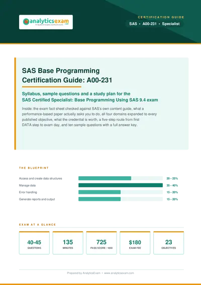 SAS Base Programming Certification Guide: A00-231