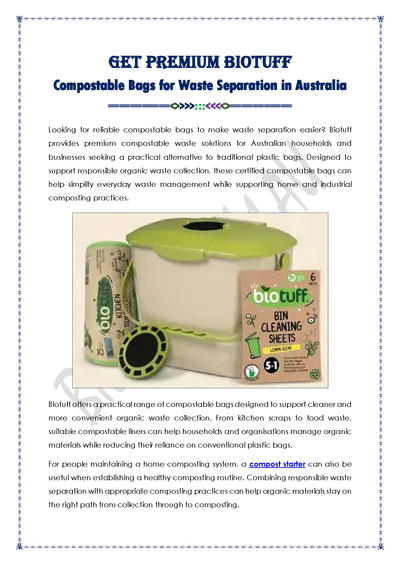 Compostable Bags For Waste Separation