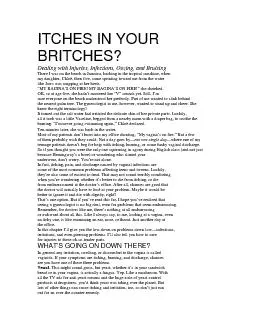 ITCHES IN YOUR BRITCHES? Dealing with Injuries, Infections, Oozing, an