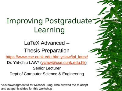 Improving Postgraduate Learning LaTeX Advanced –