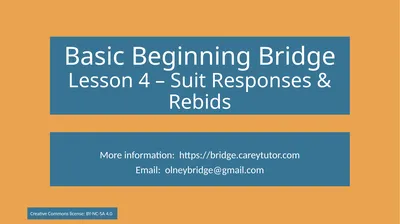 Basic Beginning Bridge Lesson 4 – Suit Responses &