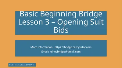 Basic Beginning Bridge Lesson 3 – Opening Suit
