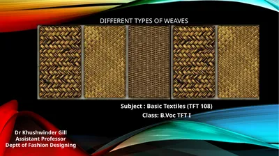DIFFERENT Types OF WEAVES Subject : Basic Textiles