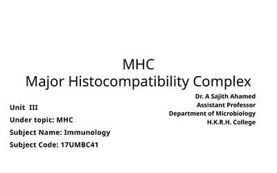 MHC Major Histocompatibility Complex Unit III