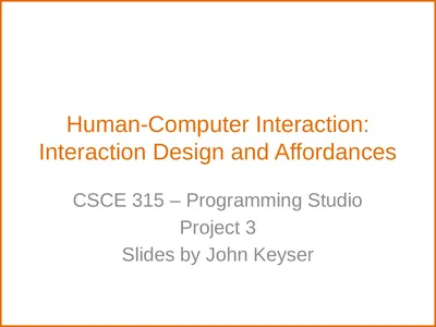 Human-Computer Interaction: Interaction Design and