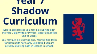 Year 7 Shadow Curriculum Due to split classes you