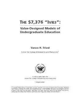 Table of Contents Cost of a Value-Designed College . . . . . . . . . .