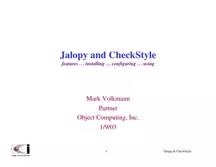 Jalopy & CheckStyle1Jalopy and CheckStylefeatures 