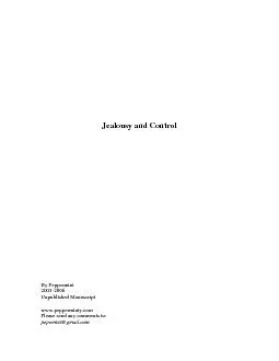 Jealousy and Control By Peppermint 2003-2006 Unpublished Manuscript ww