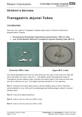 Patient Information       Transgastric jejunal tubes
