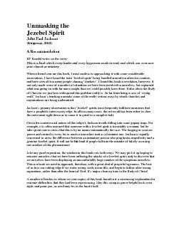 Unmasking the Jezebel Spirit  John Paul Jackson  (Kingsway, 2002)  A R