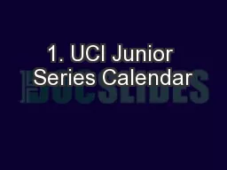 1. UCI Junior Series Calendar
