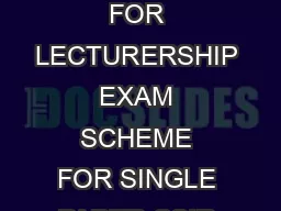 CSIR UGC NET EXAM FOR AWARD OF JUNIOR RESEARCH FELLOWSHIP AND ELIGIBILITY FOR LECTURERSHIP EXAM SCHEME FOR SINGLE PAPER CSIR UGC NET in Engineering Sciences The pattern for the Single Paper MCQ test i