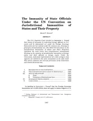 1047 The Immunity of State Officials Under the UN Convention on Jurisd