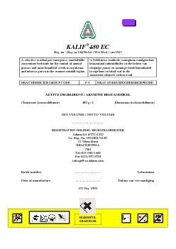 KALIF480 EC Reg. no. / Reg. nr L8458 Act / Wet 36 of / van 1947A selec