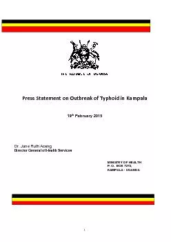 Press Statement on Outbreak of Typhoid in Kampala