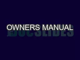 OWNERS MANUAL