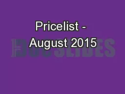 Pricelist - August 2015