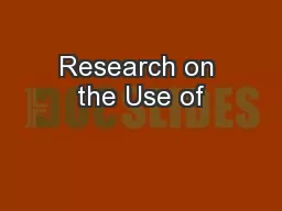 Research on the Use of