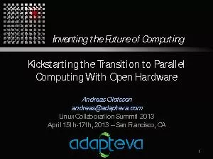 Inventing the Future of ComputingKickstarting the Transition to Parall
