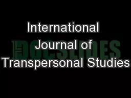 International Journal of Transpersonal Studies