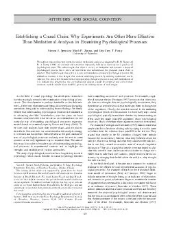 ATTITUDES AND SOCIAL COGNITION Establishing a Causal Chain Why Experiments Are Often More