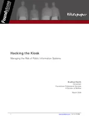 Hacking the Kiosk Consultant Foundstone Professional Services  A Divis