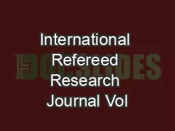       International Refereed Research Journal Vol