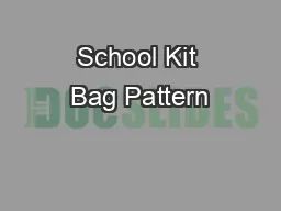 School Kit Bag Pattern