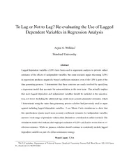 questionabouttheappropriatenessofincludinglaggeddependentvariablesinre
