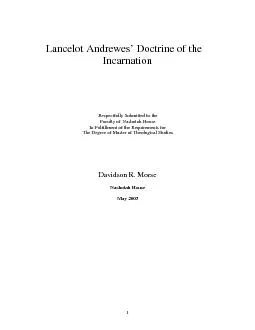 Lancelot Andrewes’ Doctrine of the Incarnation       Respectful