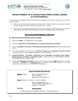 (Rev 01/12) APPLICATION FOR REINSTATEMENT OF A LAPSED REGISTERED NURSE