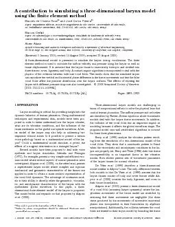 Acontributiontosimulatingathree-dimensionallarynxmodelusingthe