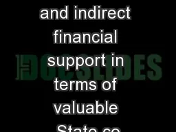 Laundries and indirect financial support in terms of valuable State co