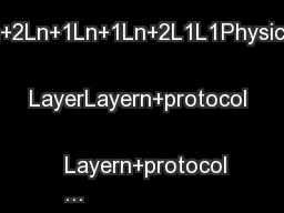 Ln+2Ln+1Ln+1Ln+2L1L1Physical LayerLayern+protocol  Layern+protocol
...