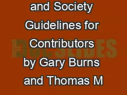 Popular Music and Society Guidelines for Contributors by Gary Burns and Thomas M